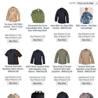 Military Uniforms & BDUs - CLEARANCE @ MilitaryClothing.com from $3 and up + Free Shipping