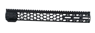 NBS Free Float M-LOK Hexcut 15" Handguard, Type III Anodized w/ Barrel Nut - $34.95 