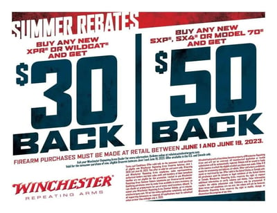 Winchester Summer Rebates - Get up to $50 back when you purchase an eligible Winchester firearm 
