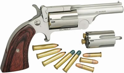 North American Arms Ranger II Stainless .22 LR,22 Mag 5rd 2.50" Rosewood Boot Grip - $461.24 