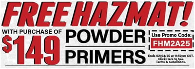 FREE Hazmat on Purchases over $149 with coupon code "FHM2A25" @ Midsouth Shooters Supply