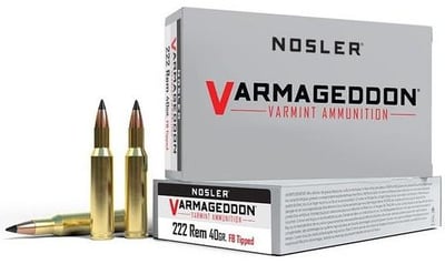 Nosler Varmageddon .222 Rem 50gr FB Tipped 20 Rounds - $18.99