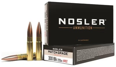 Nosler Match Grade .300 AAC Blackout 220-Gr. Nosler Custom Competition JHP Box of 20 - $20.99 (Free Shipping on $100+ Orders)