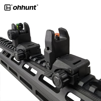 ohhunt Flip Up Sights Polymer Fiber Optic Sights Backup Sight Black for Picatinny - $11.75 + FREE Shipping