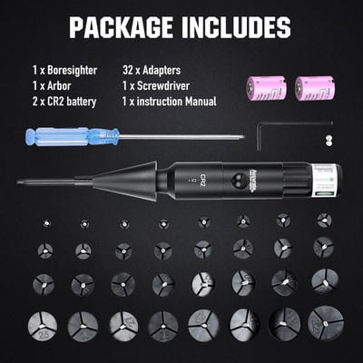 ohhunt Hunting Optics Laser Bore sight Kit with 32 Adapters fit 0.17 to 12GA - $19.59 + FREE Shipping