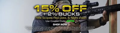 15% Off Rifle Scopes, Red Dots & Night Vision With Code "OPT15" (Free S/H over $49 + Get 2% back from your order in OP Bucks)