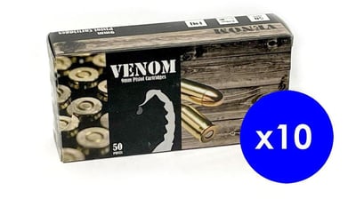 Venom 9mm 115 Grain Full Metal Jacket Centerfire Pistol Ammo, 500 Rounds - $171.90 (Free S/H over $49 + Get 2% back from your order in OP Bucks)