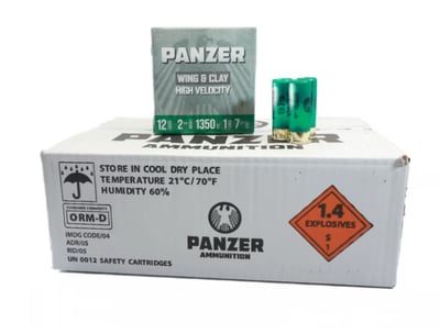 Panzer Wing & Clay 12 Gauge, 2 3/4", 7.5 Shot, 1 oz, 1350 FPS, High Velocity Shotgun Shell - 250 Round Case - $99.99 