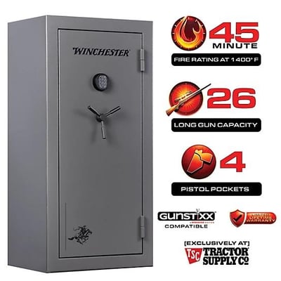 Winchester Safes 26 Long Gun 12 cu. ft. Electronic Lock Gun Safe, Gray - $499