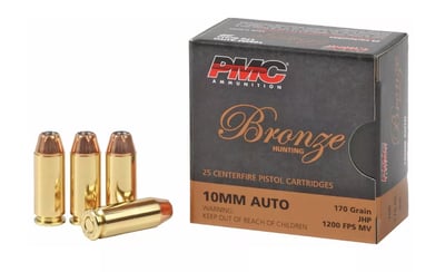 PMC Bronze Ammo 10mm 170gr JHP - 25rd Box - $14.99 (S/H $19.99 Firearms, $9.99 Accessories)