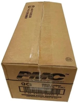 PMC Bronze Handgun Ammunition 9mm Luger 124 gr FMJ 1110 fps 1000/ct - $239.99 