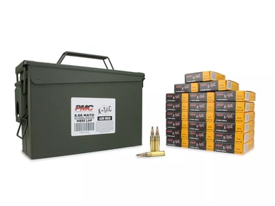 PMC X-TAC 5.56 NATO 62 GR GREEN TIP LAP 420 ROUNDS IN HEAVY DUTY AMMO CAN - $218.49 (Free S/H over $149)