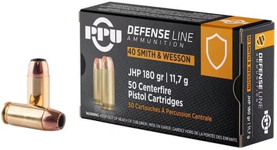 PPU Defense 40 S&W Ammo 180 Grain Jacketed Hollow Point Box of 50 - $20.02 (Free Shipping on $100+ Orders)