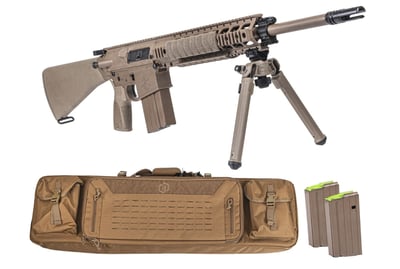 PSA Sabre AR-10 Rifle Forged 20" .308 w/ 12.5" Quad Rail, A1 Stock, Magpul Bi-Pod, 3 Mags, & Sabre Bag, FDE - $1282.49 w/ Code: "GUNDEALSMSABRE5"