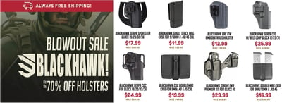 Super BLOWOUT! Blackhawk Holsters Up To 70% OFF (Free S/H)
