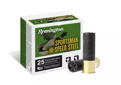 Remington Sportsman Hi-Speed Steel 12 Gauge Shotshells 3" Chamber #4 Shot Size 1-1/8 Oz 25 Rounds - $14.99
