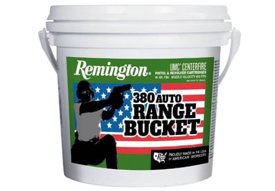 Remington UMC 380 Auto 95 Grain Ammo, Brass, Range Bucket 300 Rounds - $98.15