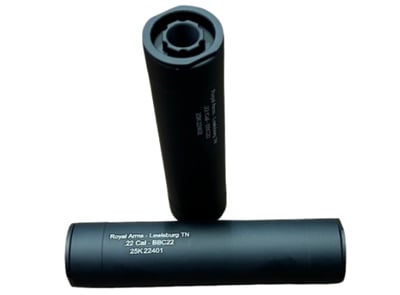 Royal Arms BBC22 Rimfire Suppressor – 5.1" x 1.225", 4.3 oz, Hardcoat Anodized (.22 LR / .17 HMR / 5.7 Rated) - $199.0 