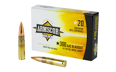 Armscor Centerfire 300 Blackout 147 Grain FMJ 20 Rounds - $12.99 (Free S/H over $50)