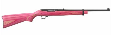 Ruger 10/22 .22 LR 18.5" 10RD Rifle, Rotarty Magazine, Pink Laminated Stock w/ Scope Base Adapter - $288.14 (Free S/H on Firearms)