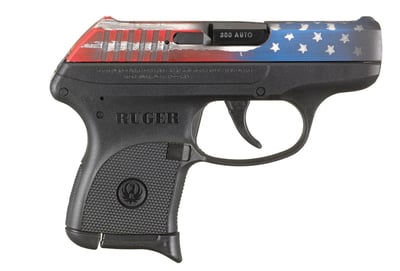 Ruger LCP .380 ACP 2.75" 6rd Pistol, Black / American Flag - $269.99 