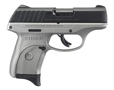Ruger EC9s Pistol Silver/Black 9mm 3.12" Barrel 7-Rounds Fixed Sights - $212.31