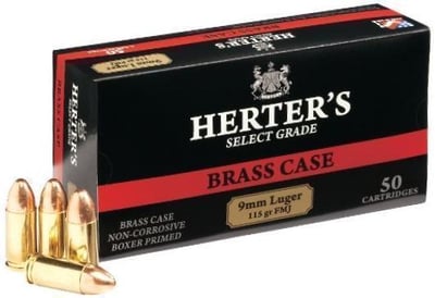Herter's Select Grade 9mm 115-Gr. FMJ 50 Rnds - $9.47 (Free Shipping over $50)