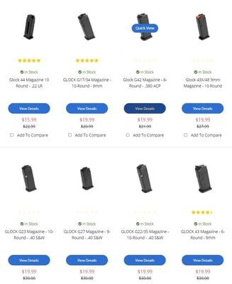All in Stock Glock Inc. Handgun Magazines Products on Sale!
