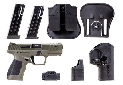 SAR9 CX Package 4" 9mm 15rd Compact ODG Pistol w/ 2 Mags, Holster, Pouch, Loader, Rail Flashlight - $249.99 