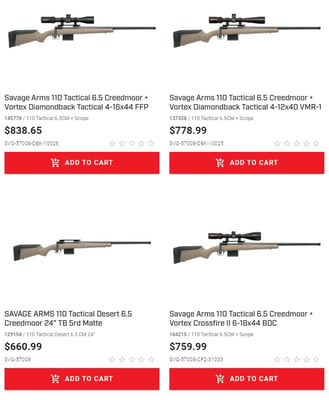 Savage 110 Tactical + Vortex Combo - From $759.99 (Free S/H on Firearms)