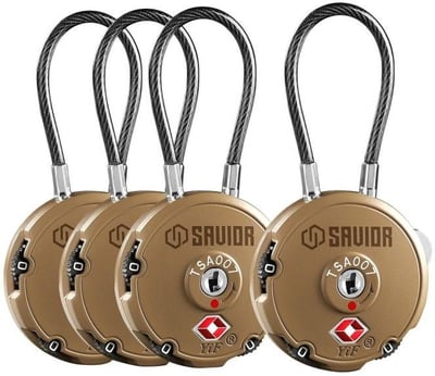 Savior Equipment 3-Digit Steel Cable Lock 4-Pack DARK FDE - $24.99
