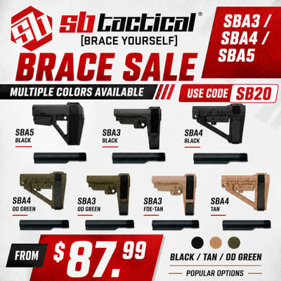 SB Tactical Brace + Tube Bundle Sale — SBA3 / SBA4 / SBA5, Black / Tan / OD Green, From $87.99 w/ Code SB20 - $87.99 