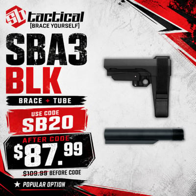 SB Tactical SBA3 Black Brace + Tube Bundle — 20% OFF w/ Code SB20, Final Price $87.99 