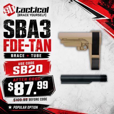 SB Tactical SBA3 Black Brace + Tube Bundle — 20% OFF w/ Code SB20, Final Price $87.99 - $87.99 