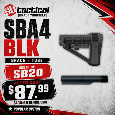 SB Tactical SBA4 Black Brace + Tube Bundle — 20% OFF w/ Code SB20, Final Price $87.99 