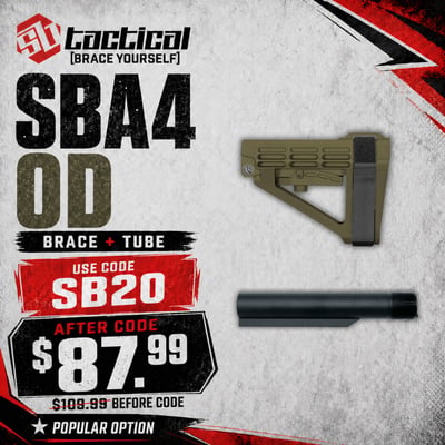 SB Tactical SBA4 OD Brace + Tube Bundle — 20% OFF w/ Code SB20, Final Price $87.99  