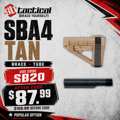 SB Tactical SBA4 Tan Brace + Tube Bundle — 20% OFF w/ Code SB20, Final Price $87.99  