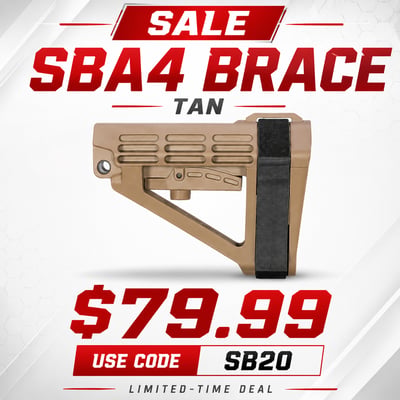 SB SBA4 Tactical Pistol Stabilizing Brace, Tan - $79.99(CODE:SB20)