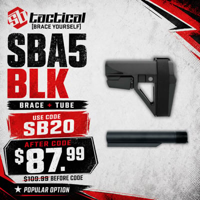 SB Tactical SBA5 Black Brace + Tube Bundle — 20% OFF w/ Code SB20, Final Price $87.99  