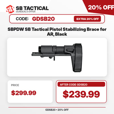 SBPDW SB Tactical Pistol Stabilizing Brace for AR, Black - $239.99(CODE:GDSB20) 