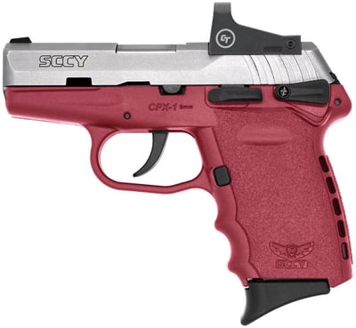 SCCY INDUSTRIES CPX-1 9mm 3.1" 10rd Pistol w/ Crimson Trace CTS-1500 Red Dot - Red / Stainless - $299.99