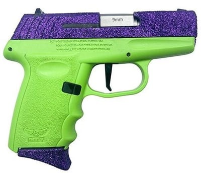 SCCY DVG-1 9mm 3.1" 10+1 Purple Glitter/Lime Green - $149.99 