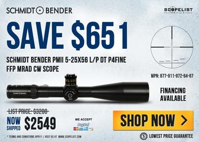 Schmidt Bender PMII 5-25x56 L/P DT P4Fine FFP CW 677-911-972-94-67 With Savings Of $651 + Free S&H! Shop Now