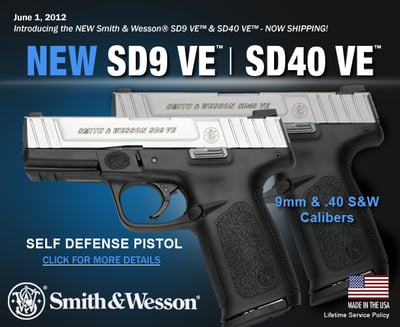 Smith & Wesson® Introduces New SD9 VE™ and SD40 VE™ Pistols
