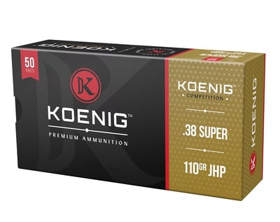 Koenig Competition Handgun Ammo .38 Super 110 Grain Jacketed Hollow Point Match - $33.99 (Free Shipping over $50)