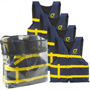 Overton's Universal Adult Life Jackets 4-Pack, Blue 109551