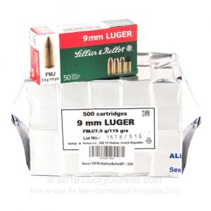 9mm - 115 gr FMJ - Battle Pack - Sellier & Bellot - 500 Rounds SB9A BP