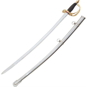 Pakistan Cutlery 2913B Cavalry Sword with Black Leather Handle with Brass Wire Wrap