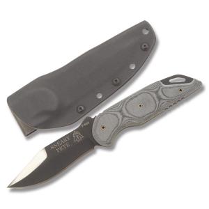 TOPS Sneaky Pete with Black Linen Micarta Handles and Black Coated 154CM Steel Hunters Point Plain Edge Blade Model SP-01 000000053051