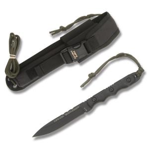 TOPS Ranger Bootlegger with Black G-10 Handles and Black Traction Coated 1095 Carbon Steel 5.00" Drop Point Plain Edge Blade Model RBL-01 RBL-01